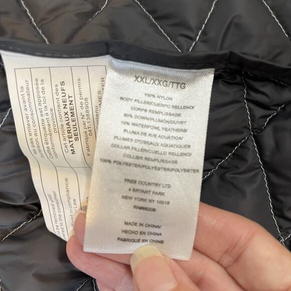 Free Country Down Fill Quilted Packable Jacket Women's Gray Size XXL Lightweight - Picture 10 of 10